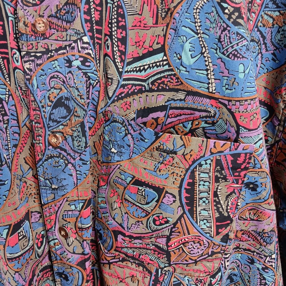 ENRO Shirt Mens 2XL Multicolor Paisley Print‎ Cotton Long Sleeve Button Down - Picture 3 of 16